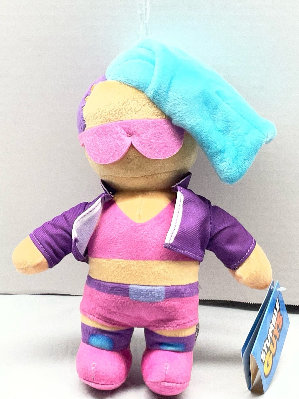 Plush Fashion Doll in Pink, Purple & Teal Towel-Style Hair 8 in.  STUMBLE GUYS.
